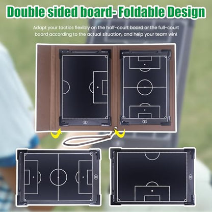Soccer Coaching Board 16 Inch LCD Digital Tactical Board, Full & Half Field Double Board Set,Magnetic Soccer Training Equipment with Premium Leather Protective Case for Coaches and Teams