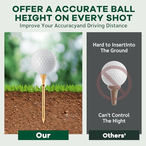 50-1000 PCS Personalized Golf Tees, Custom Golf Tees Printed with Your Name or Text, Logo, Wooden Golf Tees 3 1/4'' 2-3/4'' 2-1/8''Inch Size,Golf Accessories for Men & Women