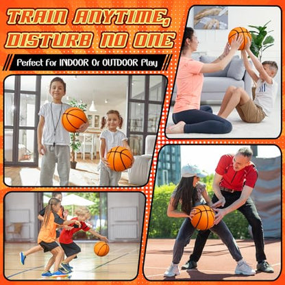 Vinsot 2 Pcs Silent Basketball Size 3 (7 Inches) Grooved Foam Indoor Basketball Soundless Quiet Dribbling Indoor Training Higher Bounce Noiseless for Kids Youth Sport Game Gift