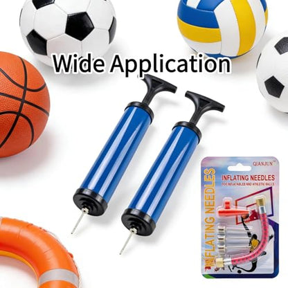 2 Pack 8 Inch Ball Pump, Portable Air Pump with Needles, Nozzle & Extension Hose for Basketball Football Volleyball Soccer Water Polo Rugby Exercise Sports Ball