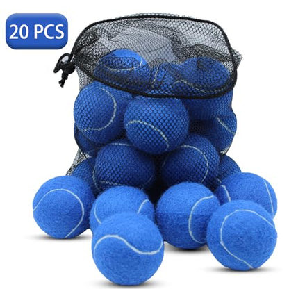 SHYUJAJIE Tennis Balls, 20 Pack Training Tennis Balls,High Elasticity Practice Tennis for Beginner, Exercise Playing Balls for Pet Dog - color: Dark Blue