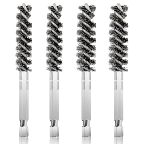 Nogeqi 4 Pack Golf Club Hosel Brush, Stainless Steel Wire Brush Cleaning Tool with Hex Shank Handle for Wood and Iron Golf Clubs, Compatible with Electric Drill