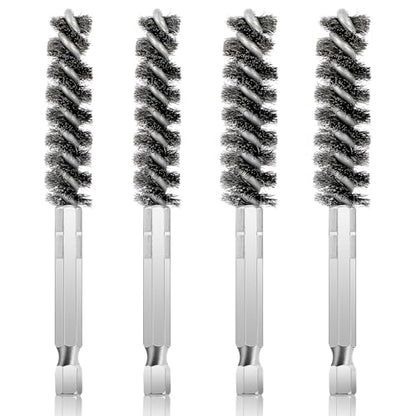 Nogeqi 4 Pack Golf Club Hosel Brush, Stainless Steel Wire Brush Cleaning Tool with Hex Shank Handle for Wood and Iron Golf Clubs, Compatible with Electric Drill