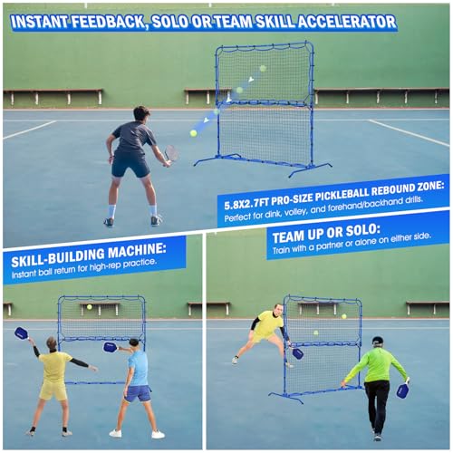 2PCS Pickleball Practice Rebounder Net Complete Set with Pro Pickleball Paddles and Balls