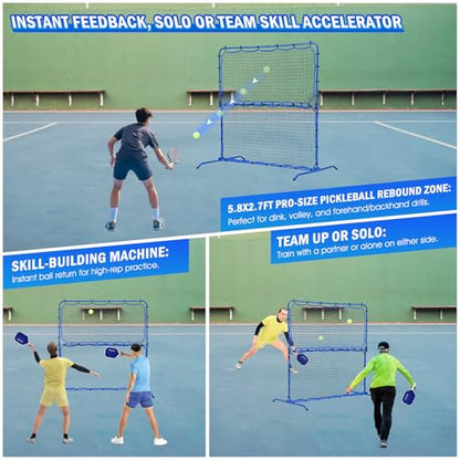 2PCS Pickleball Practice Rebounder Net Complete Set with Pro Pickleball Paddles and Balls