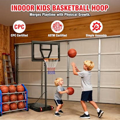 Yohood Kids Basketball Hoop Outdoor Height Adjustable 3-7 FT, Portable Basketball Goal System for Kids Youth Teens in Backyard/Driveway/Indoor, Shatterproof Backboard and Stable Base