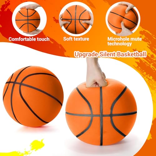 Silent Basketball, Dribble Dream Silent Basketball and Hoop Set, Foam Basketballs No Noise, Silent Ball Dribbling Indoor, Training Ball for Indoor Activities (No.5-25.3")
