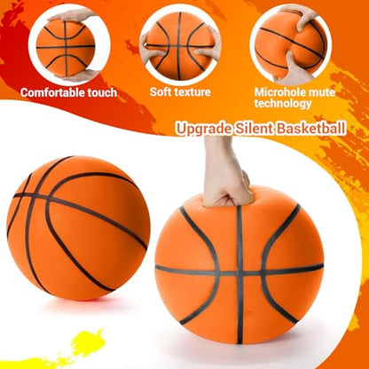 Silent Basketball, Dribble Dream Silent Basketball and Hoop Set, Foam Basketballs No Noise, Silent Ball Dribbling Indoor, Training Ball for Indoor Activities (No.5-25.3")