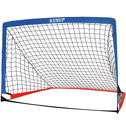 5×3 6x4 9x5 FT Portable Kids Soccer Goal for Backyard, Foldable Soccer Practice Net with Carrying Bag for Toddler Youth Adult Pop Up Soccer Training Equipment Indoor and Outdoor Sports Game - color: Blue+Red, style: 5x3FT