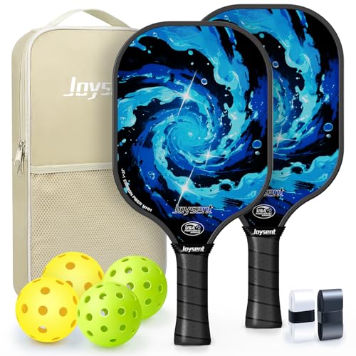 Pickleball Paddles Set, USAPA Approved Carbon Fiber Pickleball Set of 2 with Beginner Pickleball Rackets, Indoor Outdoor Pickle Balls for Adults Men Women, JT-1 - color: Vortex