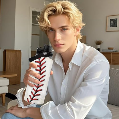 Baseball Water Bottle 32oz, Sport Travel Stainless Steel Tumbler With Lid, Double Wall Vacuum Insulated Coffee Cup Travel Mug, Fathers Day Birthday Baseball Gift For Boys Dad Husband - color: Baseball-2