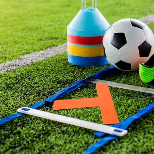 SOLUSTRE 4pcs T-Shaped Soccer Training Spot Markers Flat Court Floor Marking Pads Orange Agility Practice Equipment for Football Basketball Yard and Tennis Training