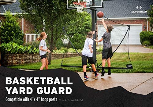 Silverback Basketball Yard Guard Defensive Net System Rebounder with Foldable Net and Arms into Pole, White/Black, Large