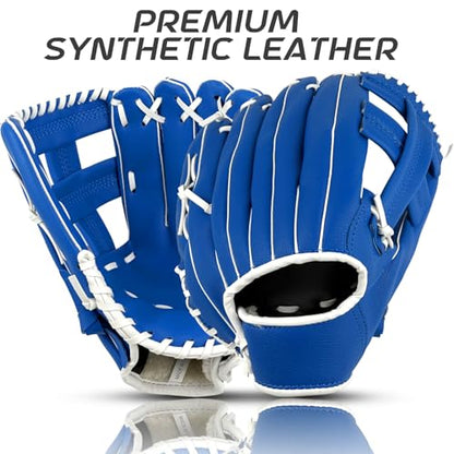 Baseball Glove, Softball Glove, Baseball Mitt, 10.5''-12.5'' for Youth Adult Training and Beginner Play, Synthetic Leather Outfield Mitts, Right Hand Throw - color: Blue, size: 10.5"
