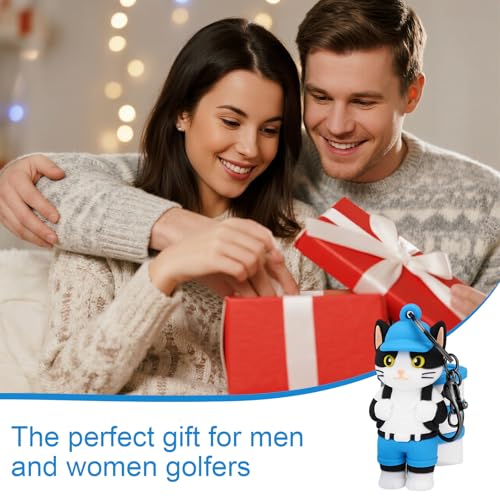 Penitue Caddie Golf Tee Holder, Including 8 Golf Ball Tees Creative Cute Cat Holder Set for Women Men Golfers Attaching to Backpack Shoulder Bag Belt - style: Cat