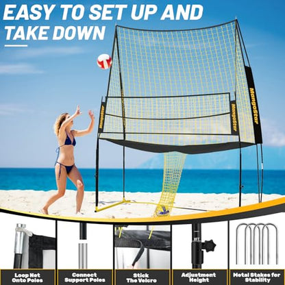 MangoStar Volleyball Training Equipment, Volleyball Net System with Freely Height-Adjustable for Backyard, Volleyball Practice Net for Serving Setting Spiking, Easy Set Up for Indoor and Outdoor Use
