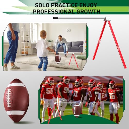 Football Kicking Tee Stand, Premium Field Goal Kickoff Holder Equipment, Professional Kick Goal Posts Gear Compatible with All Football Size, Football Trainer Practice Accessories Gifts - color: Red, size: 2 PCS