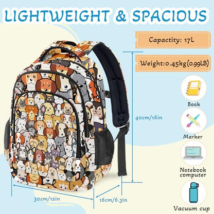 Dog Theme Backpack for Kids,School Bookbag Large Capacity Adjustable Bookbag Durable Lighting Multi Pockets School Bag Daypack Travel (Dog) - color: Dog