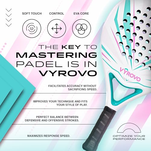 Carbon Halo EVA Soft Core Round Shape Padel Racket (38MM) | Featuring a Carbon Fiber | Perfect Balanced for Comfort & Power | Head Precision for Starters & Intermediate Players (White)