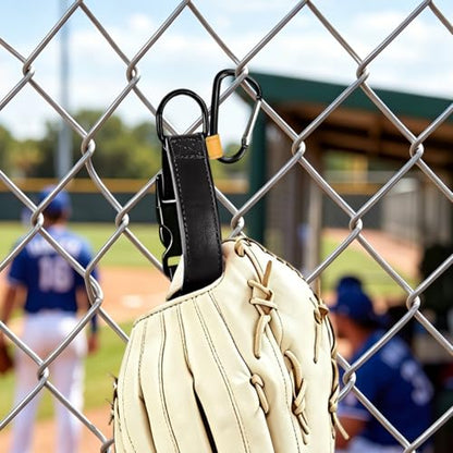 Baseball Glove & Gear Hanger Clip, Adjustable Baseball Glove Loop Holder Bag Attachment Accessories Parts Strap D-Ring Hooks for Fence Players & Drying Sports Equipment - color: Black
