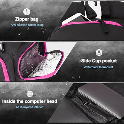 LARIPOP Basketball Backpack with Ball & Ventilated Shoe Compartment Insulated Pockets for Men Youth Training - color: Rose Red