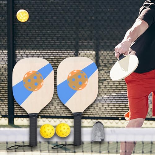 Wooden Set with Cushion Grip Beginner Racket 40cm Long 19cm Wide 2 Paddles 2 s Portable