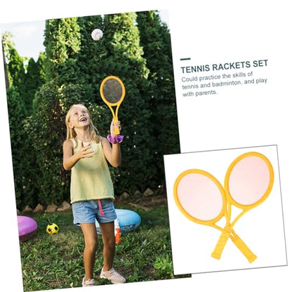 Outanaya 2Pcs Parent Outdoor Sports Racket Set Large Tennis Badminton Rackets for Includes Tennis Balls Badminton Shuttlecocks for Family Fun