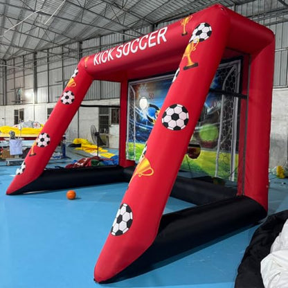 Inflatable Soccer Target Goal Kick Shooting Game Shootout Soccer Toss Game Inflatable Football Gate 13x10x10FT with Blower for Parties, Backyard, School, Team Events