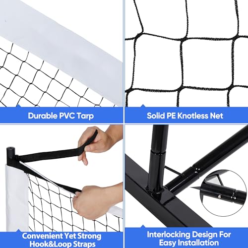 F2C Portable 22FT Pickleball Net Set Regulation Size Soccer Tennis Net with Court Markers,Game Set System with Metal Frame Stand and Carrying Bag - style: Pickleball Net with Court Markers