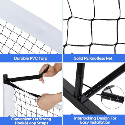 F2C Portable 22FT Pickleball Net Set Regulation Size Soccer Tennis Net with Court Markers,Game Set System with Metal Frame Stand and Carrying Bag - style: Pickleball Net with Court Markers