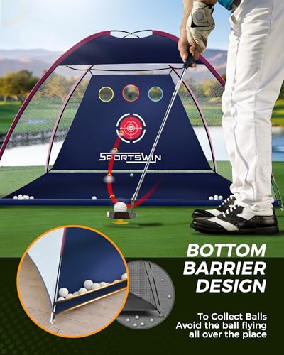 10x7ft Golf Nets for Backyard Driving Real Golf Balls, Practice Net Set with Tri-Turf Mat for Backyard, Garage, Indoor Outdoor Driving Chipping Practice Net