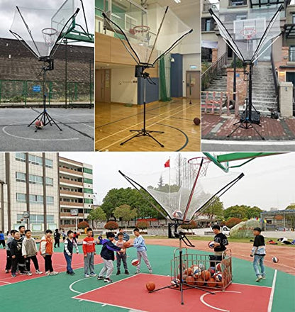 Basketball Hoop Returner Shot Return Apparatus - Metal Shooting Trainer for Time Saving Floor Standing Attachment Aid