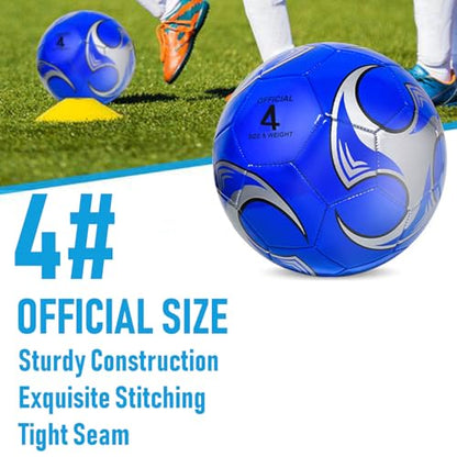 6 Pack Size 5/4/3 Soccer Balls for Training & Matches – Official Size & Weight, Includes Carry Net, Needles, Air Pump – Ideal for Youth and Adult Players - size: Size4