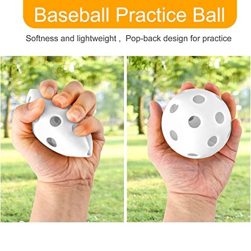 Coopay 24/80 Pack Practice Baseball SoftBalls Plastic Training Balls Lightweight Hollow Balls with a Drawstring Bag for Hitting, Baseball Training Indoor Outdoor Use - color: White, style: 24 Pack