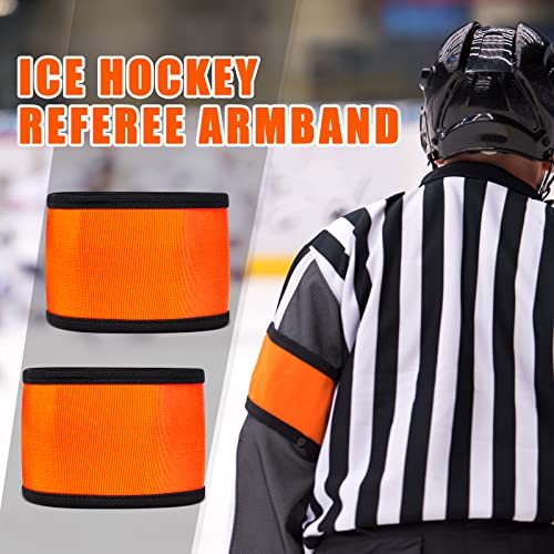 Taiyin 4 Pcs Ice Hockey Referee Arm Bands Orange Elastic Armband for Distinguish with Linesman