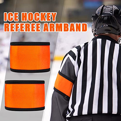 Taiyin 4 Pcs Ice Hockey Referee Arm Bands Orange Elastic Armband for Distinguish with Linesman