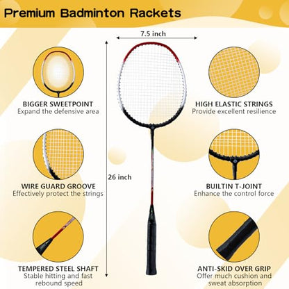 Outdoor Portable Volleyball and Badminton Net Combo Set, Official Size 5 Volleyballs Pickleball and Badminton Set for Backyard Games (Blue+Green)