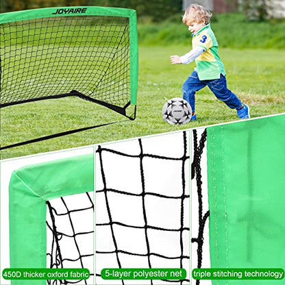 Pro-Grade Kids Backyard Soccer Goal, Tear-Resistant 5-Layer Polyester Soccer Net & 10mm Poles for Maximum Durability, 4x3ft/6x4ft/7x5ft, Pop Up Portable Soccer Training Equipment Set with Size 4 Ball - size: 4 ft x 3ft, style: Green