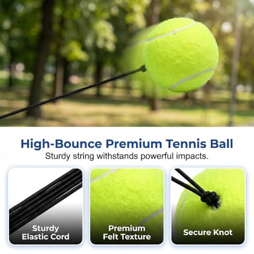 HISKI Tennis Balls Training Baseboard, Tennis Rebounder with Weighted Base, Tennis Trainer Balls with String, Tennis Trainer Rebound Ball Set, Solo Practice Reaction Kit/Ball - color: Blue*1PC