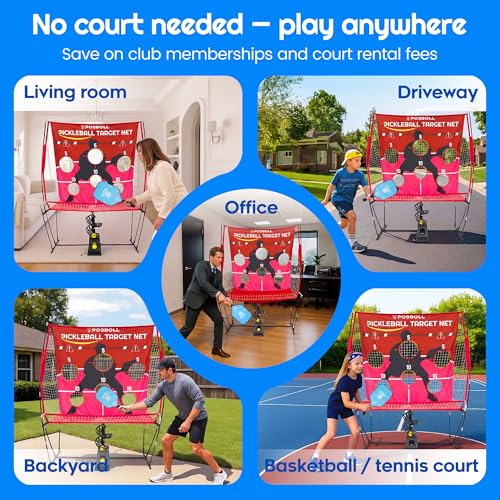 Pickleball Machine Ball Thrower with Net,Portable Pickle Ball Launcher Machine with Remote Control for Practice, Built-in 5200mAh Lithium Battery, Pickleball Training Aids&Gifts