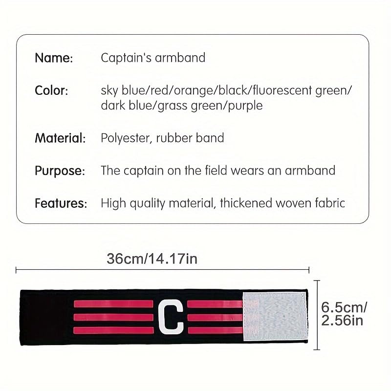 Captain Armband Adjustable Elastic Striped C Team Armband For Soccer Football Basketball Matches Training Fans - color: Green