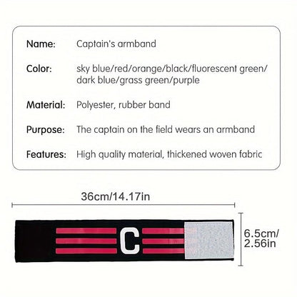 Captain Armband Adjustable Elastic Striped C Team Armband For Soccer Football Basketball Matches Training Fans - color: Green