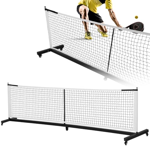 Portable Folding Pickleball Net with Wheels, Professional Pickle Ball Game Net Stand Lightweight for Tennis Driveway Backyard