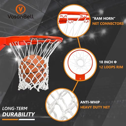 Basketball Rim Replacement, Single-Spring Breakaway Basketball Rim Outdoor Indoor, Universal 18 Inch Heavy Duty Basketball Hoop Rim and Net - color: ORANGE, style: HOOKS Basketball Rim