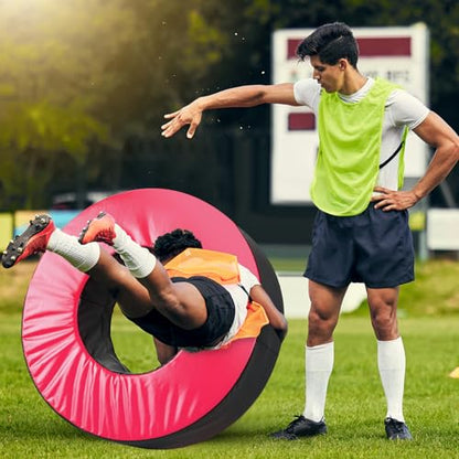 Liliful Heavy Duty Football Tackle Wheel Tackling Ring Football Training Equipment Football Tackle Dummies for Practice(36 Inch,Red)