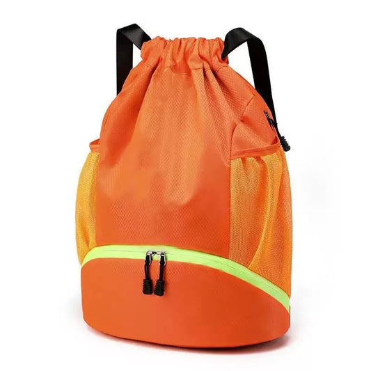 Soccer Bags, Waterproof Drawstring Gym Backpack for Baskestball Rugby Volleyball Yoga, Large Capacity Sports Bag - color: Soccer Bag orange