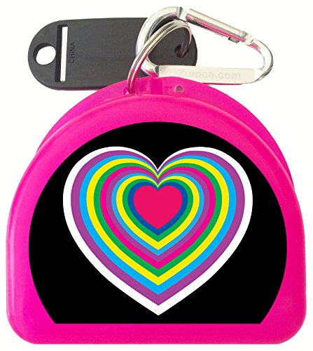 Hearts Retainer and Mouthguard Case with Carabiner, Durable Mouthguard Case for Sports, Teeth Aligner Retainer Holder for Travel and Protection, Ideal for Secure Storage