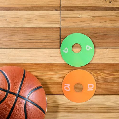 10pcs Numbered Spot Markers Discs for Soccer Training Flat Plastic Soccer Coaching Cones Set (1-10) for Football Basketball Drills and Sports Practice