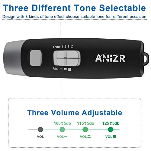 ANIZR Electronic Whistles with Lanyard,Adjustable 3 Tone & 3 High Volume Hand Emergency Whistle Basketball Referee Whistle for Coach,Teacher,Police,Outdoor Camping Boating Hiking(with Battery) - color: black with battery