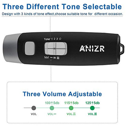 ANIZR Electronic Whistles with Lanyard,Adjustable 3 Tone & 3 High Volume Hand Emergency Whistle Basketball Referee Whistle for Coach,Teacher,Police,Outdoor Camping Boating Hiking(with Battery) - color: black with battery